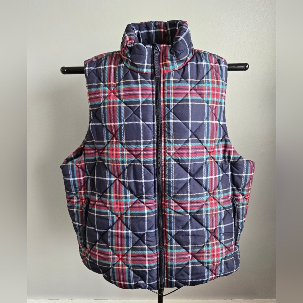 Vera Bradley Plaid Puffer Vest Christmas Winter